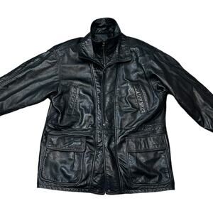 Vintage Men’s Black Leather Bomber Jacket – Bod & Christensen, Quilted Lining